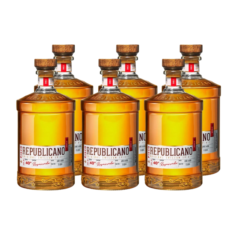 Caja Pisco Republicano Reservado 40° (añejado) x6 ($8.790 c/u)