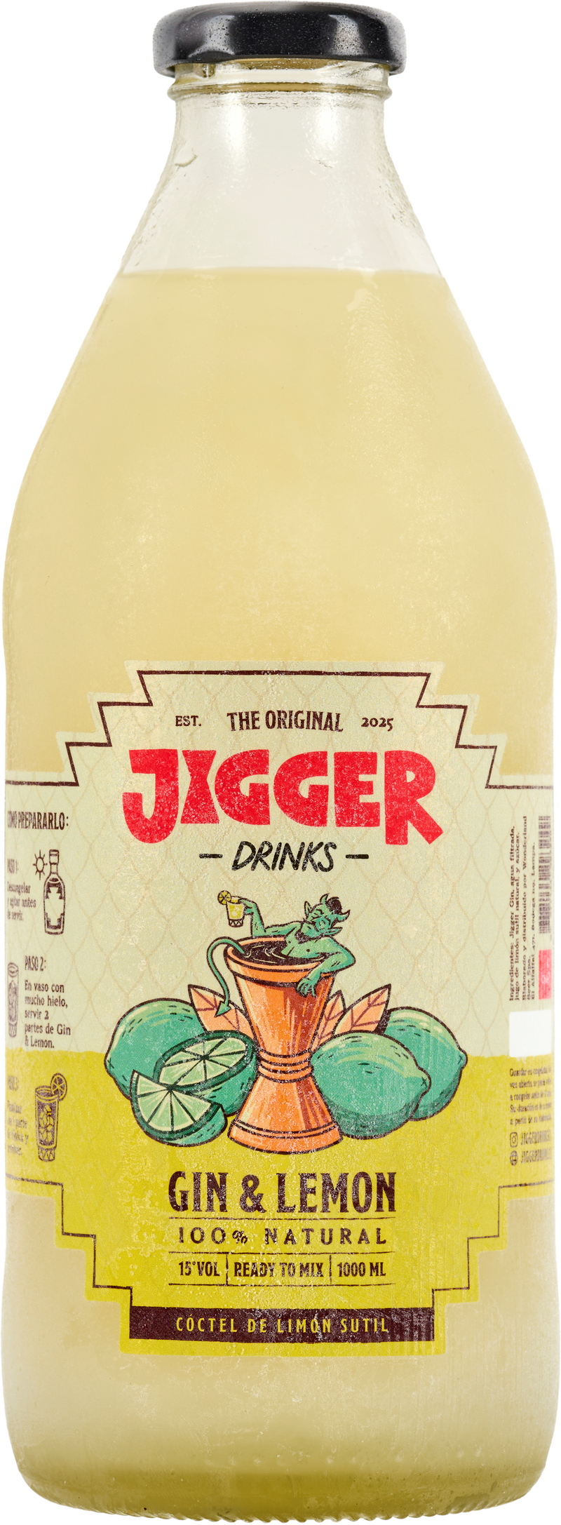 Gin Jigger Drinks Limón 15° 1 L - Congelado