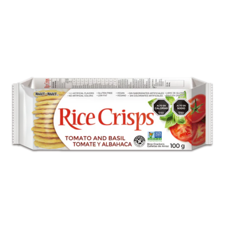 Galletas de Arroz Rice Crisps Tomate y Albahaca Sin Gluten 100g