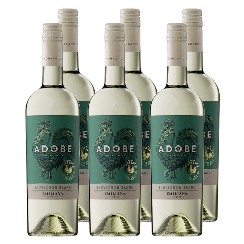 x6 Vino Adobe Reserva Organico Sauvignon Blanc 750cc ($3.890 c/u)