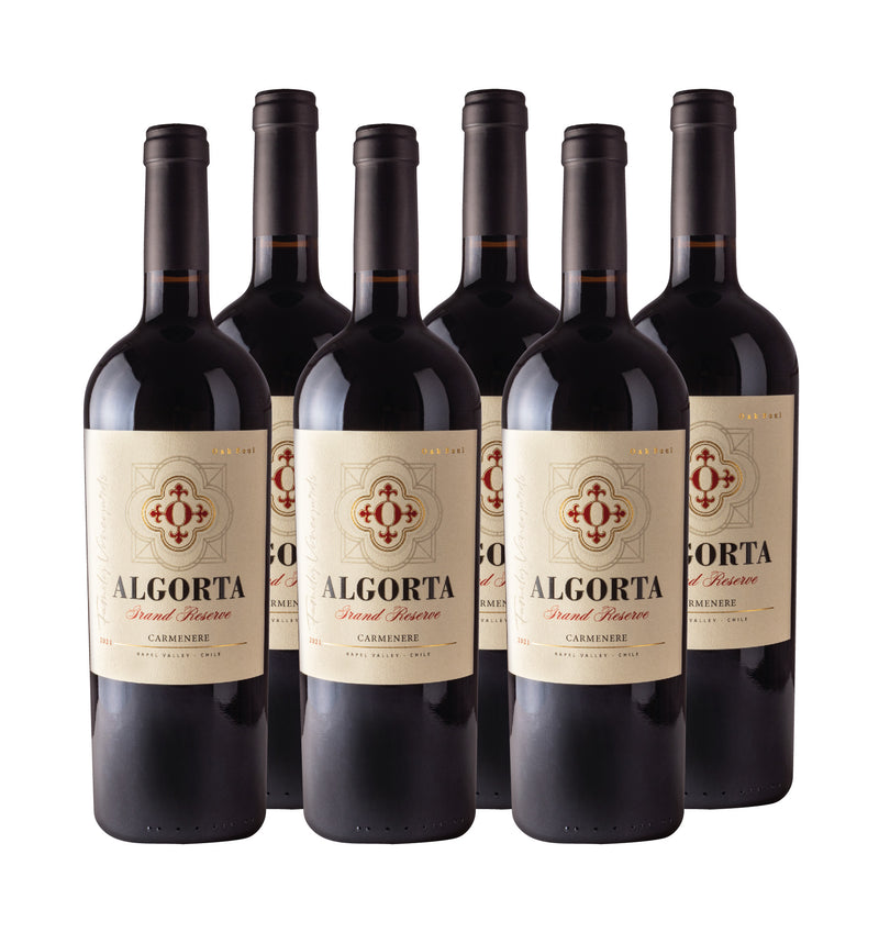 Vino Algorta Gran Reserva Carmenere 750cc x6 ($6.990 c/u)