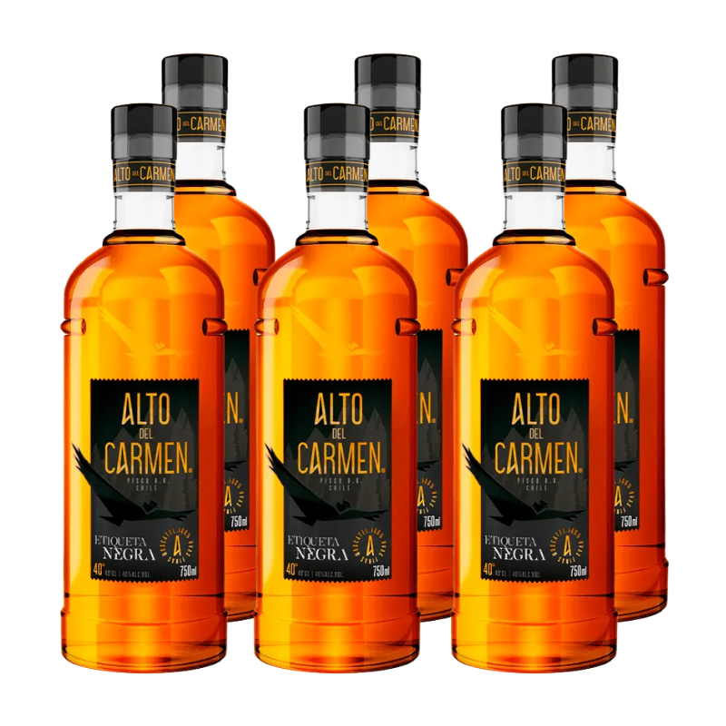x6 Pisco Alto del Carmen 40° Etiqueta Negra 750cc ($9.490 c/u)