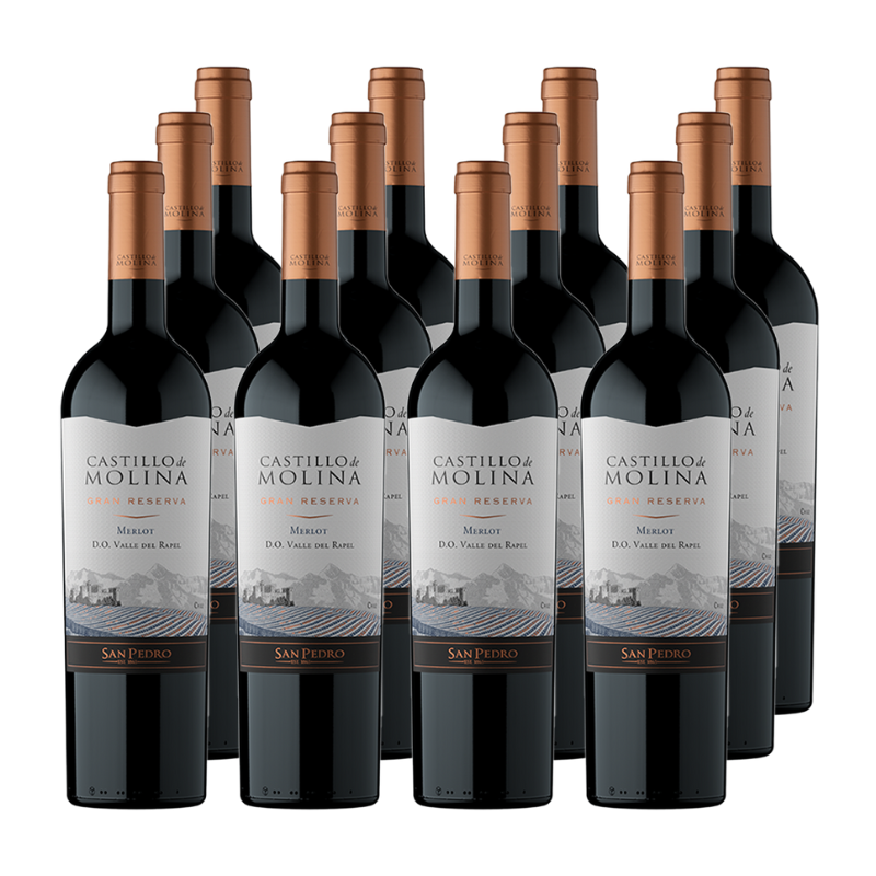 x12 Vino Castillo de Molina Gran Reserva Merlot 750cc ($5.990 c/u)