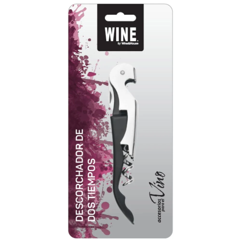 Descorchador 2 tiempos Negro Wine Blister