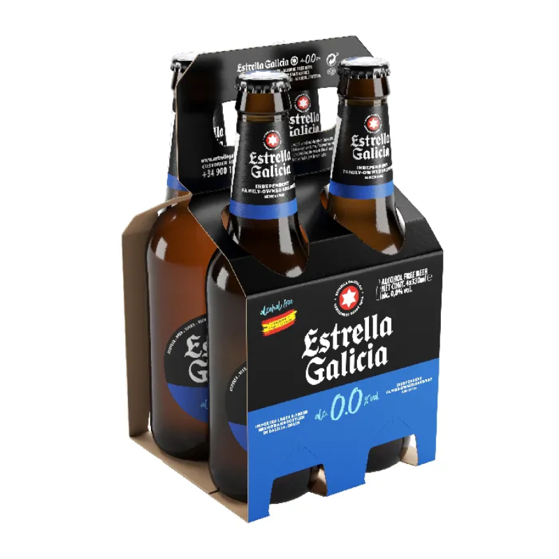 Cerveza Estrella Galicia 0.0° Sin Alcohol 330cc x4