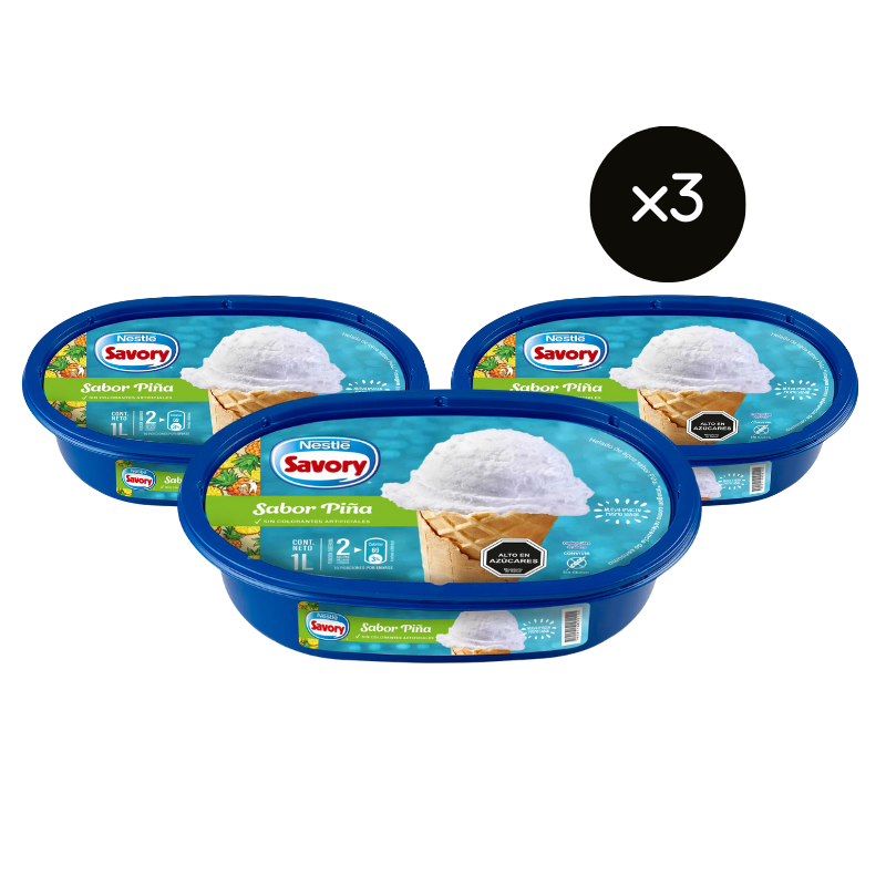 Pack x3 Helado de Piña Savory Cassata 1L (3L) ($3.330 c/u)