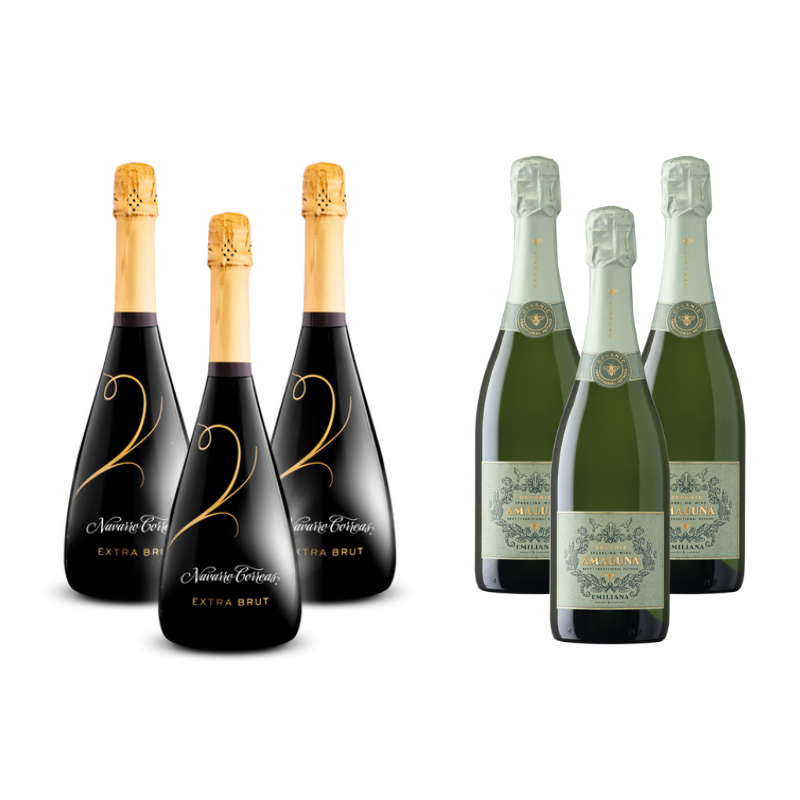 Pack 3 Espumantes Navarro Correas Extra Brut 750cc + 3 Espumantes Amaluna Brut 750cc ($8.490 c/u)