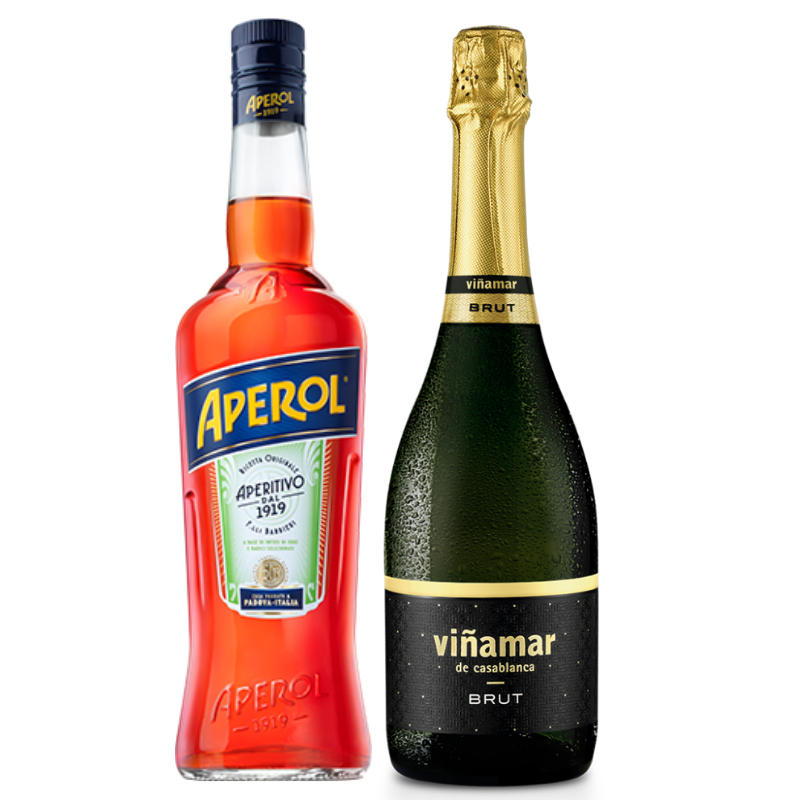 Pack Licor Aperitivo Aperol Spritz + Espumante Viñamar Brut 750cc