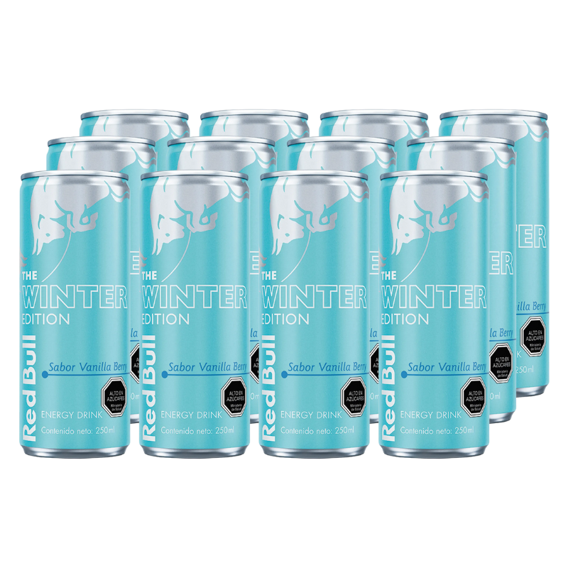 x12 Bebida Energética Red Bull Winter Edition Sabor Vainilla Berry 250ml