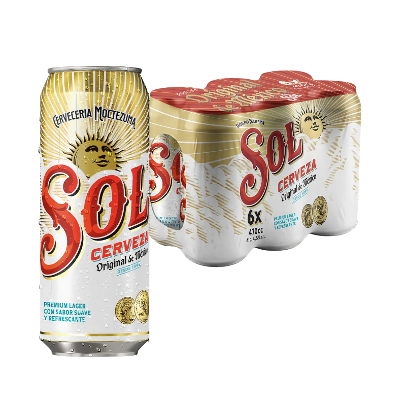 Cerveza Sol Lager Lata 470cc x6