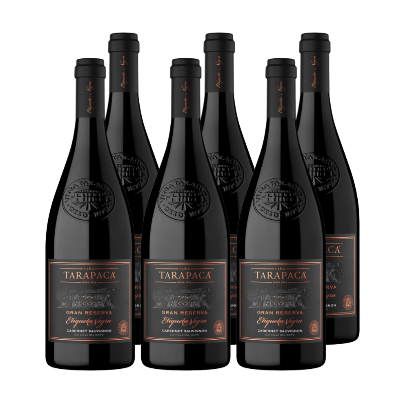 x6 Vino Tarapacá Gran Reserva Etiqueta Negra Cabernet Sauvignon 750cc ($11.490 c/u)
