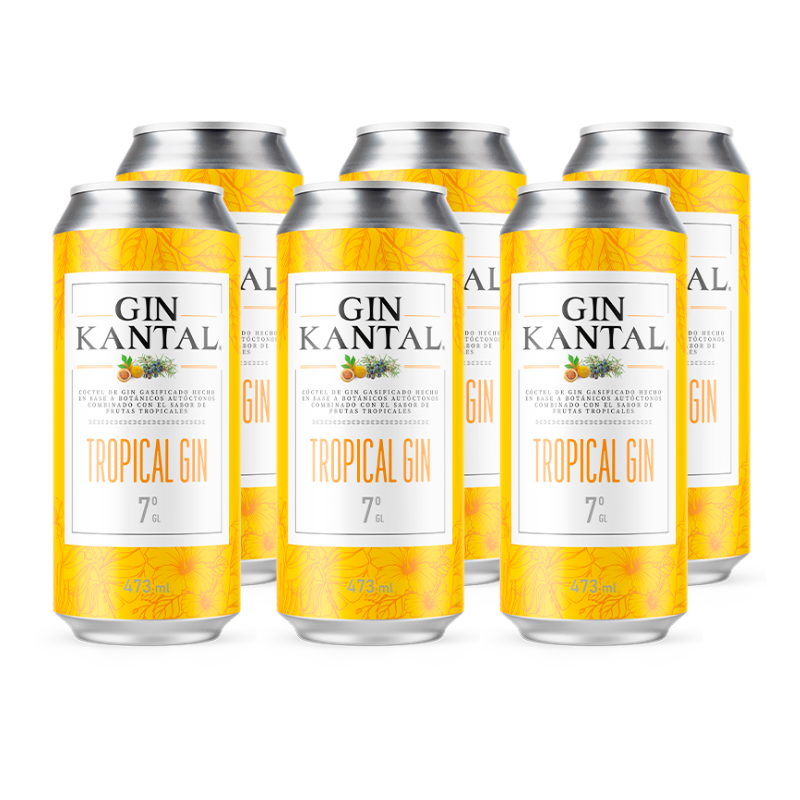 Cóctel Kantal Tropical Gin 7° Lata 473cc x6 ($2.190 c/u)
