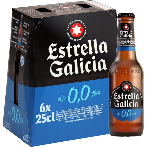 Cerveza Estrella Galicia 0.0° Sin Alcohol 250cc x6