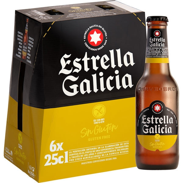 Cerveza Estrella Galicia Sin Gluten Cerveza Rubia 255cc x6