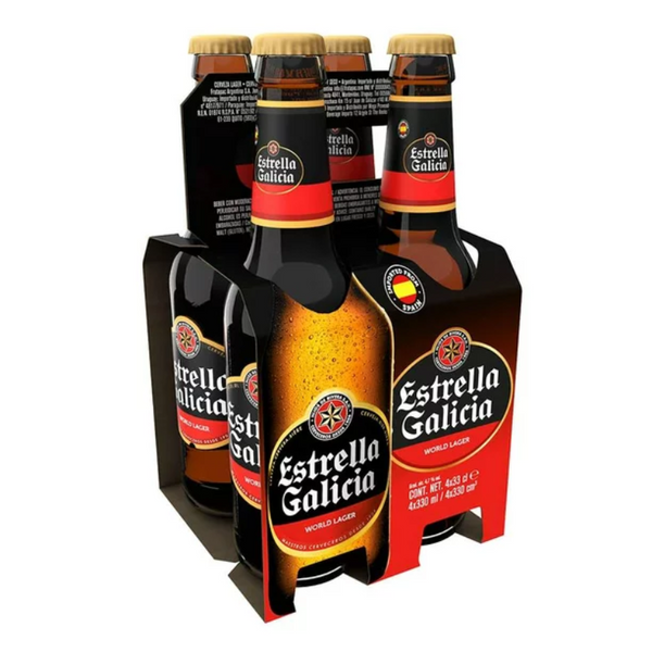 Cerveza Estrella Galicia Lager 355cc x4