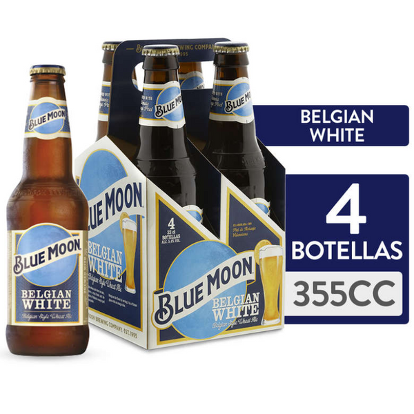 Cerveza Blue Moon Belgian White Botella 355cc x4