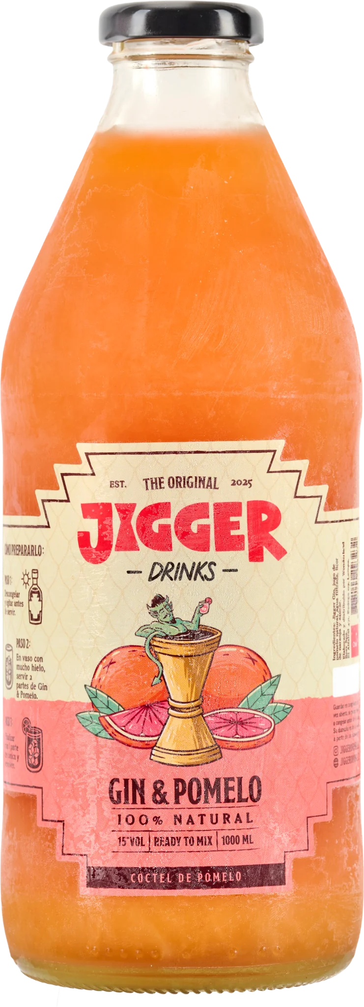 Gin Jigger Drinks Pomelo 15° 1 L - Congelado