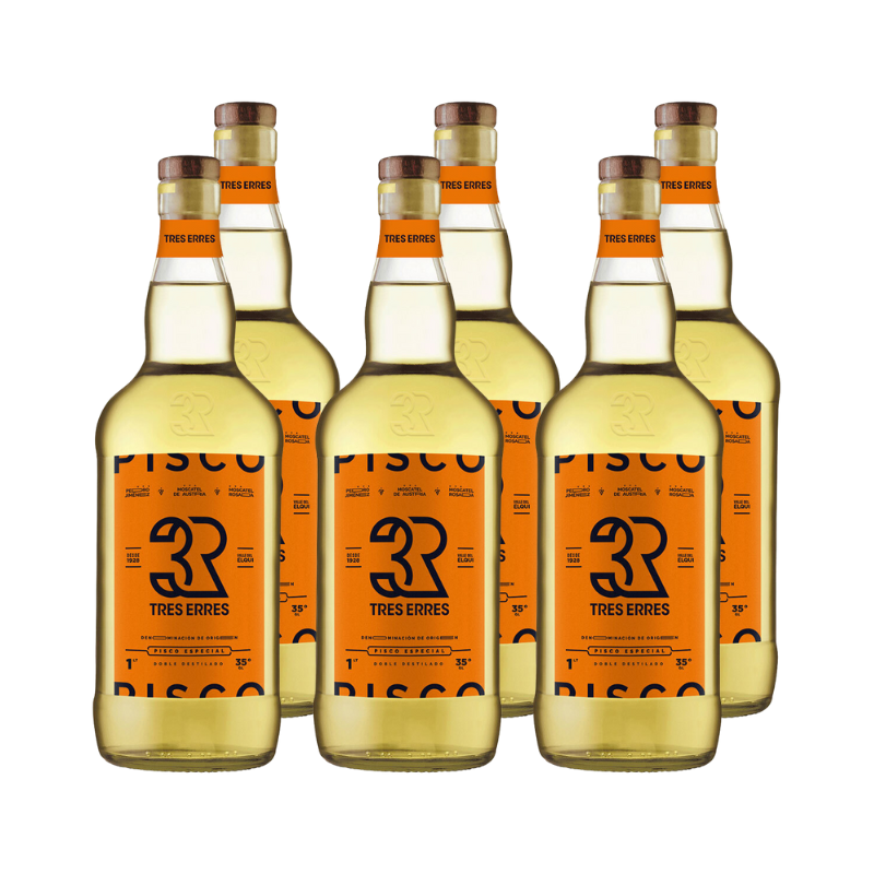 Pisco Tres Erres 3R 35° 1L X6 ($5.498 c/u)