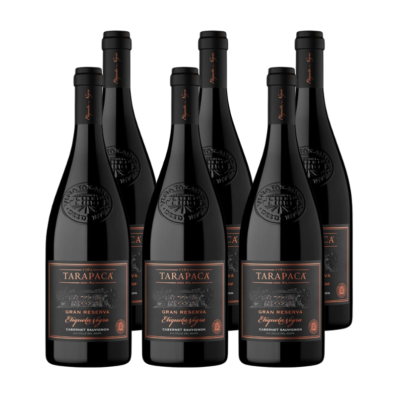 x6 Vino Tarapacá Gran Reserva Etiqueta Negra Carmenere 750cc ($10.590 c/u)