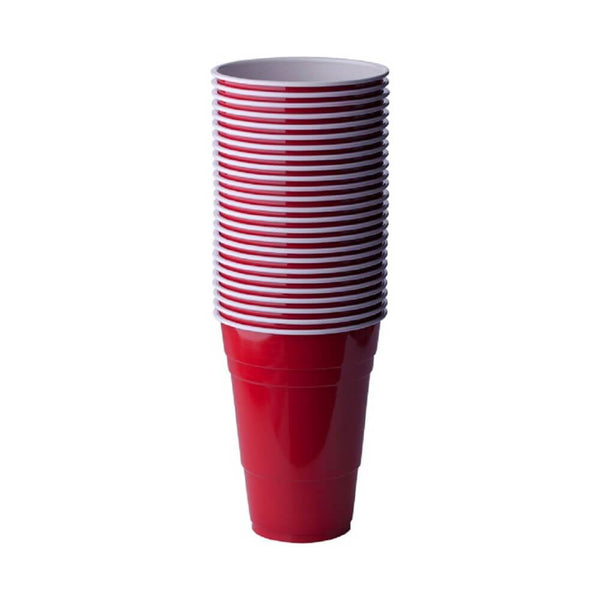 x25 Pack Vasos Plásticos Rojos Red Cups 473cc