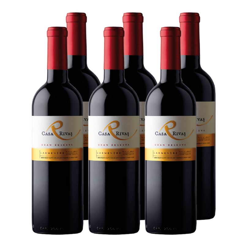 x6 Vino Casa Rivas Gran Reserva Carmenere 750cc ($6.490 c/u)