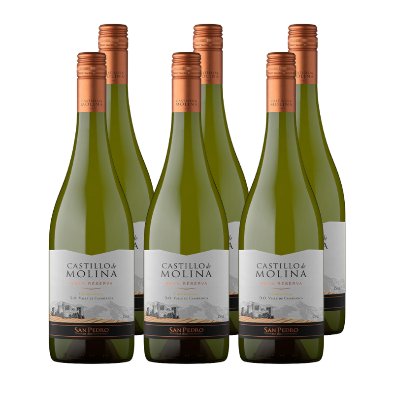 x6 Vino Castillo de Molina Gran Reserva Chardonnay 750cc ($6.190 c/u)