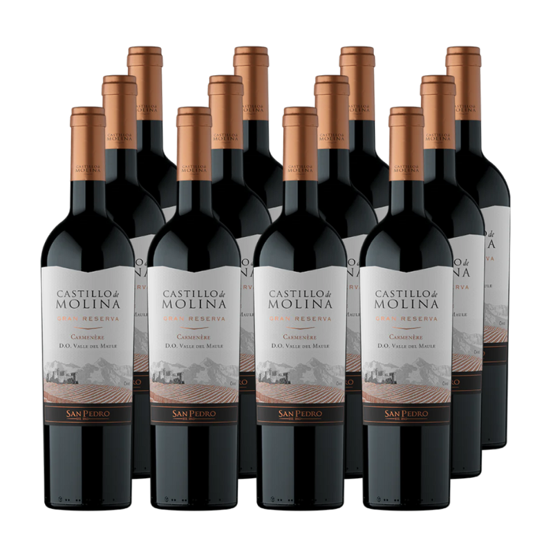 x12 Vino Castillo de Molina Gran reserva Carmenere 750cc ($5.990 c/u)