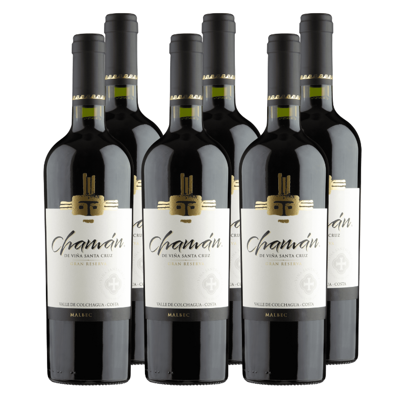 Vino Santa Cruz Chaman Gran Reserva Malbec 750cc x6 ($7.590 c/u)