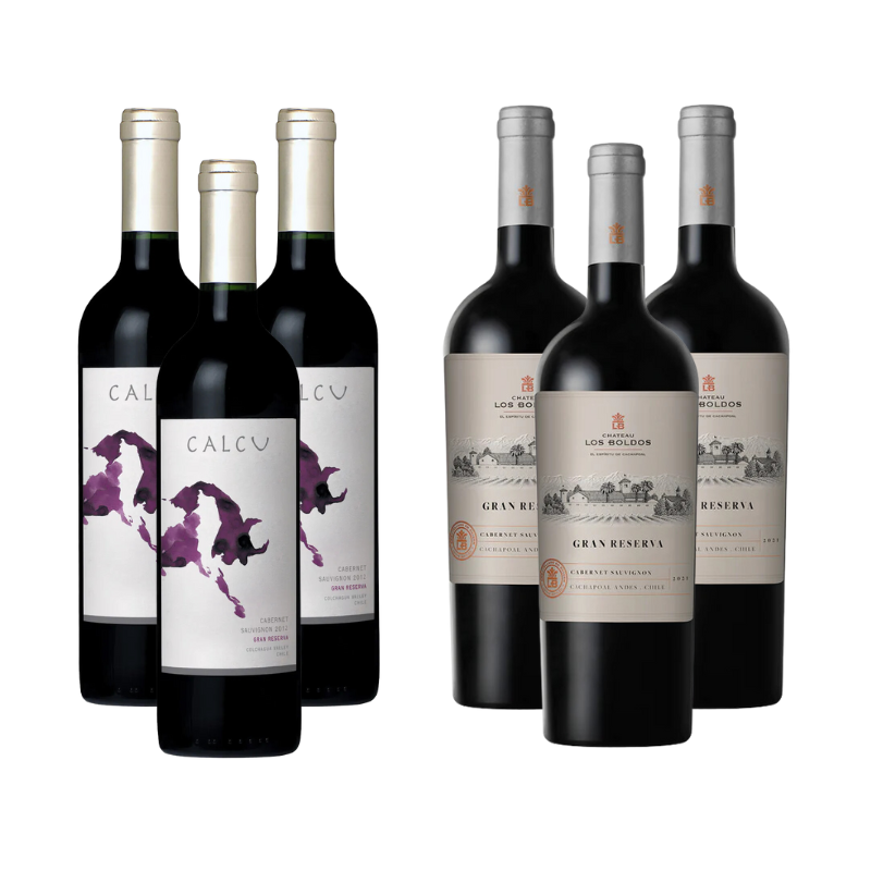 Pack 3 Vinos Calcu Gran Reserva Cabernet Sauvignon + 3 Vinos Chateau los Boldos Gran Reserva Cabernet Sauvignon ($4.990 c/u)