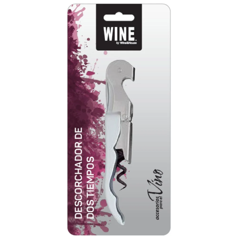 Descorchador 2 tiempos Plata Wine Blister