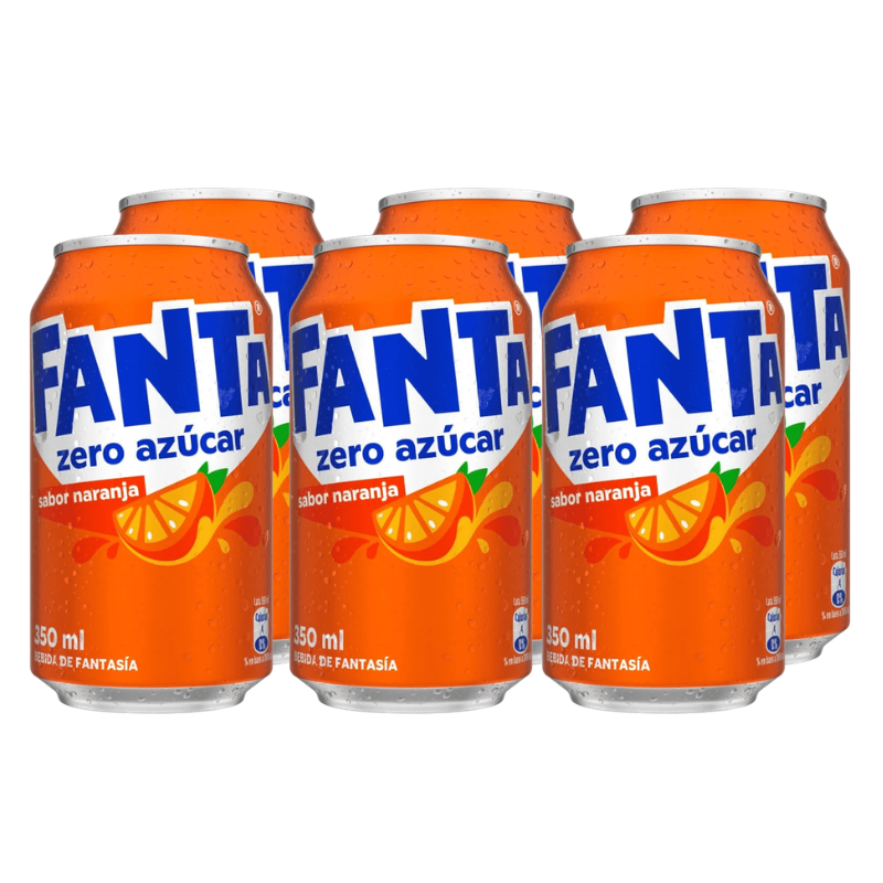 Bebida Fanta Sin Azúcar Lata 350cc x6