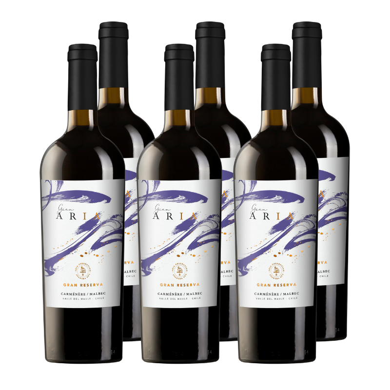 Vino Gran Aria Gran Reserva Carmenere - Malbec 750cc x6