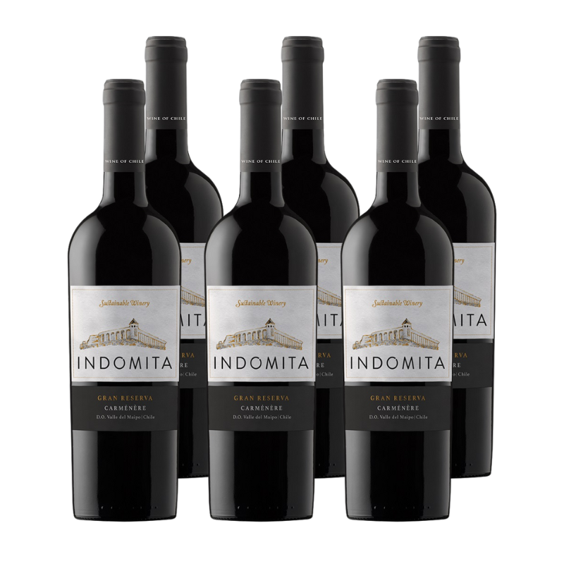 x6 Vino Indómita Gran Reserva Carmenere ($3.990 c/u)