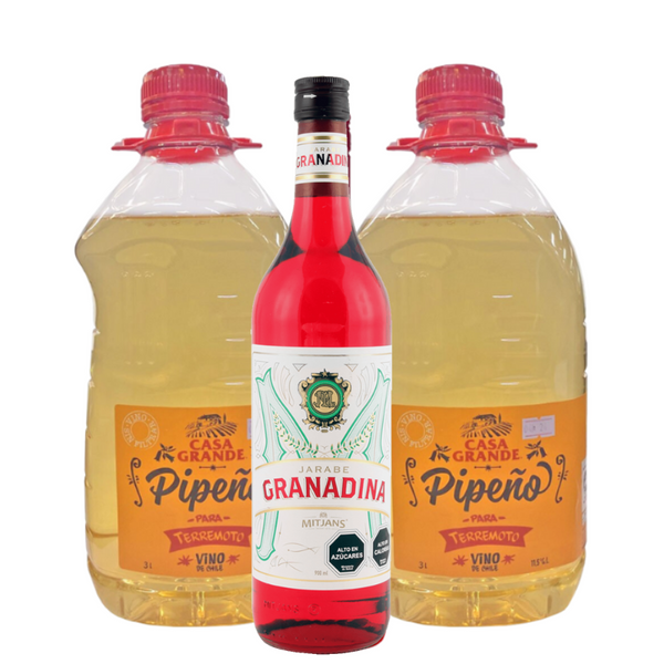 Pack x2 Vino Pipeño 3L + x1 Jarabe de Granadina 900cc