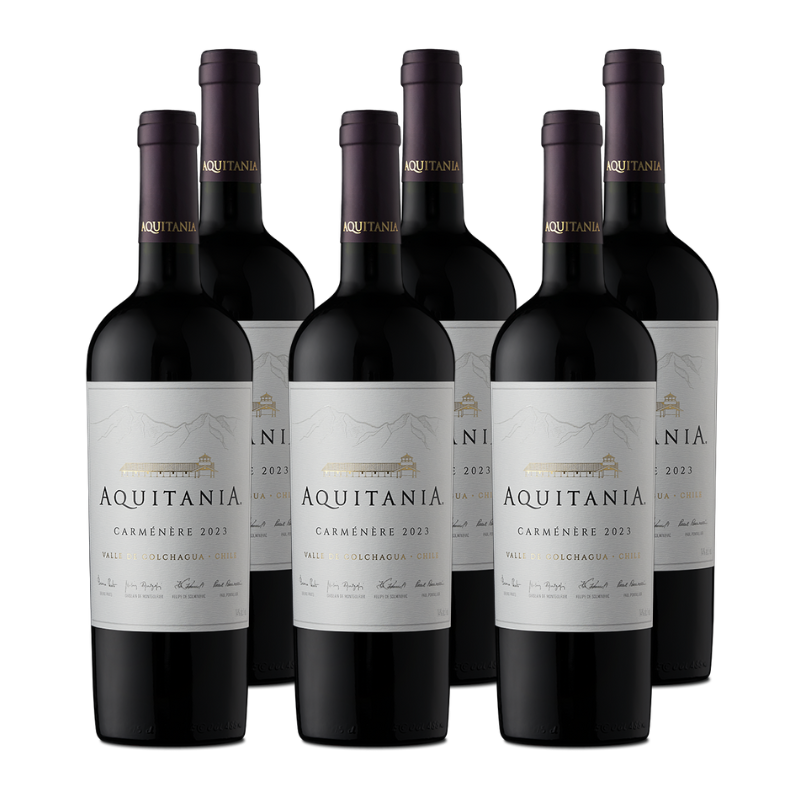 x6 Vino Aquitania Carmenere 750cc ($11.390 c/u)