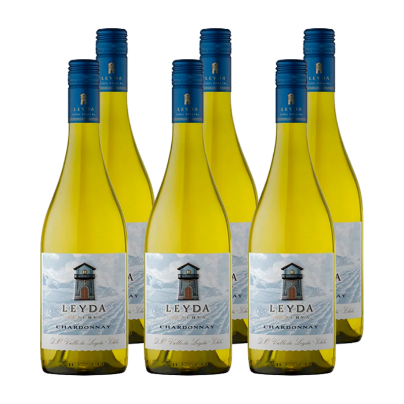 x6 Vino Leyda Reserva Chardonnay 750cc ($5.290 c/u)