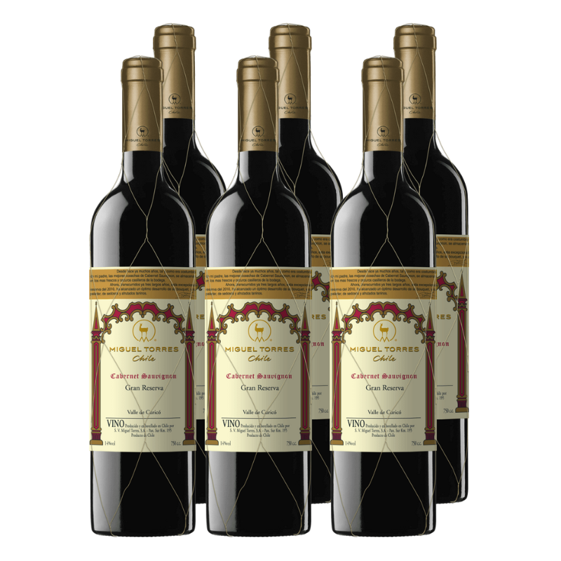 x6 Vino Miguel Torres Gran Reserva Carmenere 750cc ($7.690 c/u)