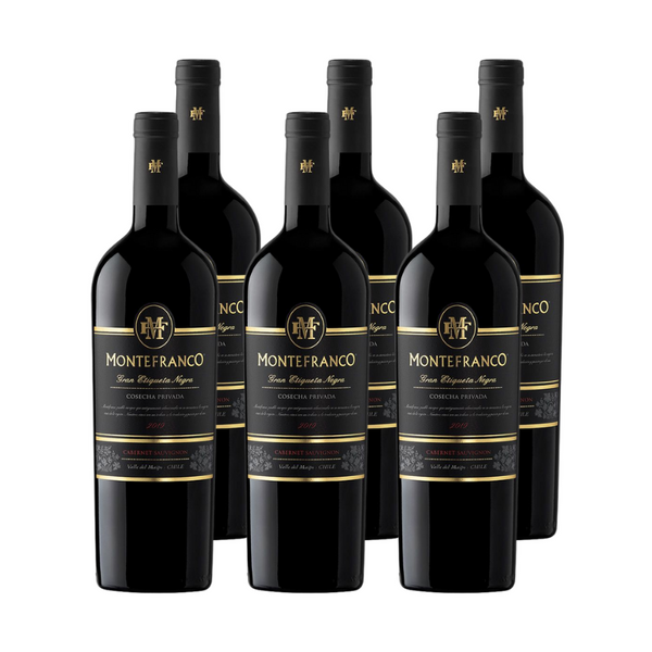 x6 Vino MonteFranco Gran Etiqueta Negra Cabernet Sauvignon 750cc