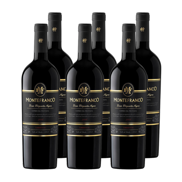 x6 Vino MonteFranco Gran Etiqueta Negra Carmenere 750cc