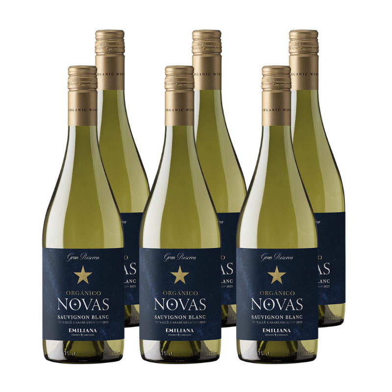 x6 Vino Novas Gran Reserva Organico Sauvignon Blanc 750cc