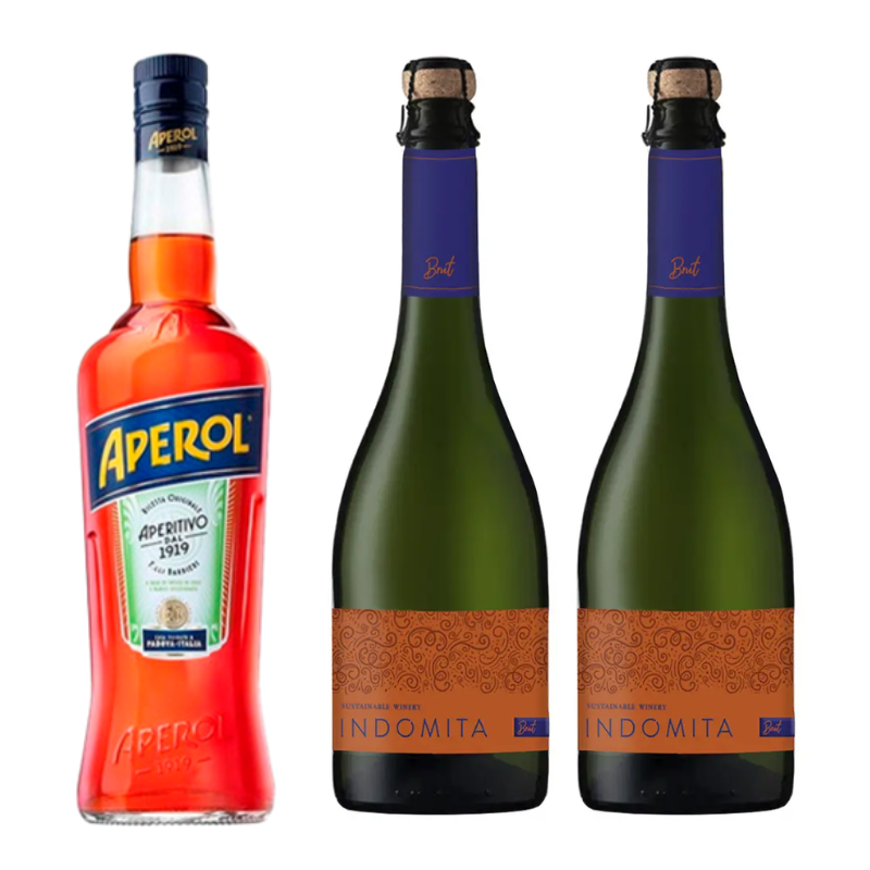 Pack Licor Aperitivo Aperol 750cc + x2 Espumante Indómita Brut 750cc