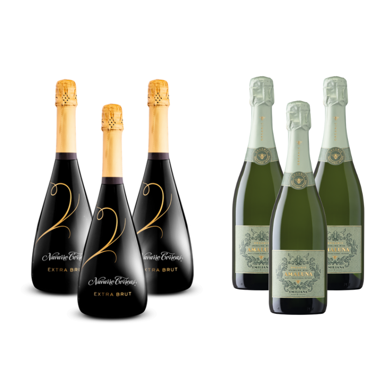 Pack 3 Espumantes Navarro Correa Extra Brut 750cc + 3 Espumantes Amaluna Brut 750cc ($8.490 c/u)