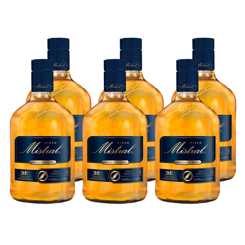 Pisco Mistral 35° 1L x6 ($6.890 c/u)