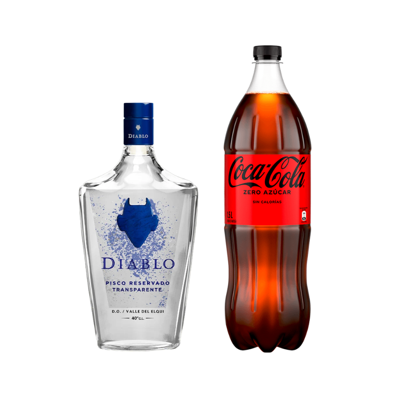 Pisco Diablo Transparente 40° 750cc + Bebida 1.5L