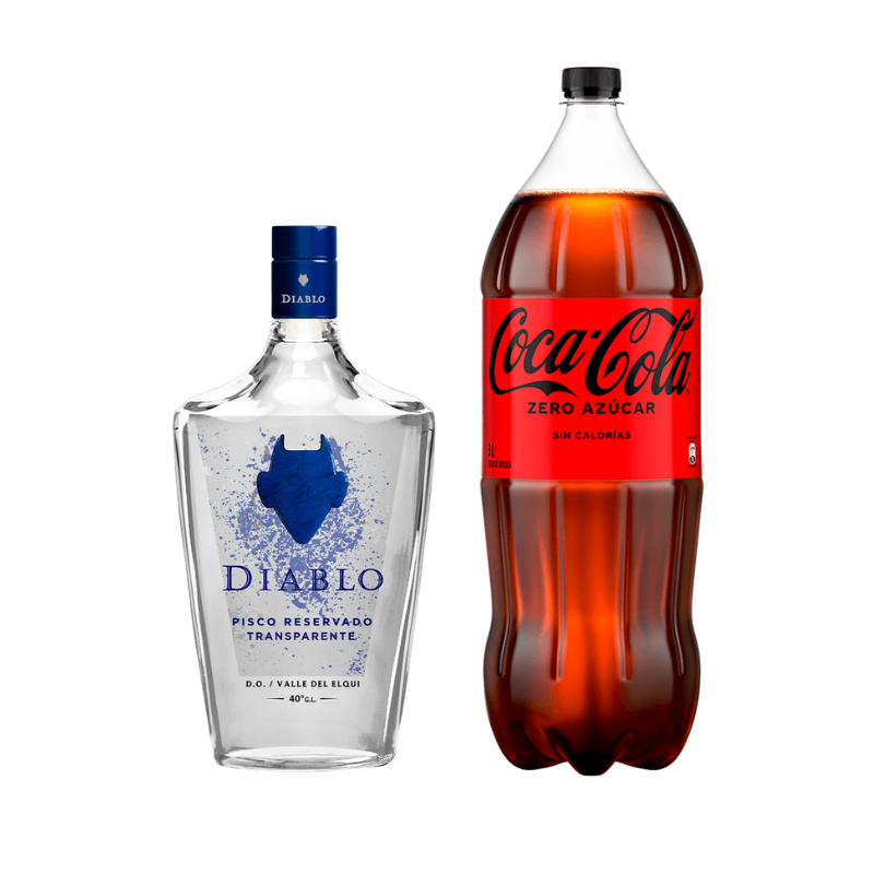 Pisco Diablo Transparente 40° 750cc + Bebida 3L
