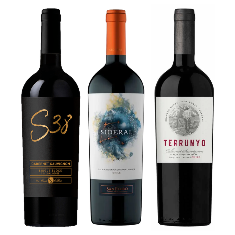 Trio Premium: Casa Silva S38 + Sideral + Terrunyo Cabernet Sauvignon 750cc
