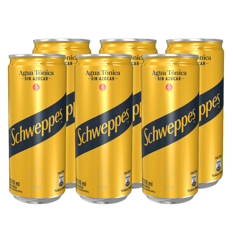 Bebida Schweppes Agua Tónica Sin Azúcar 310cc x6