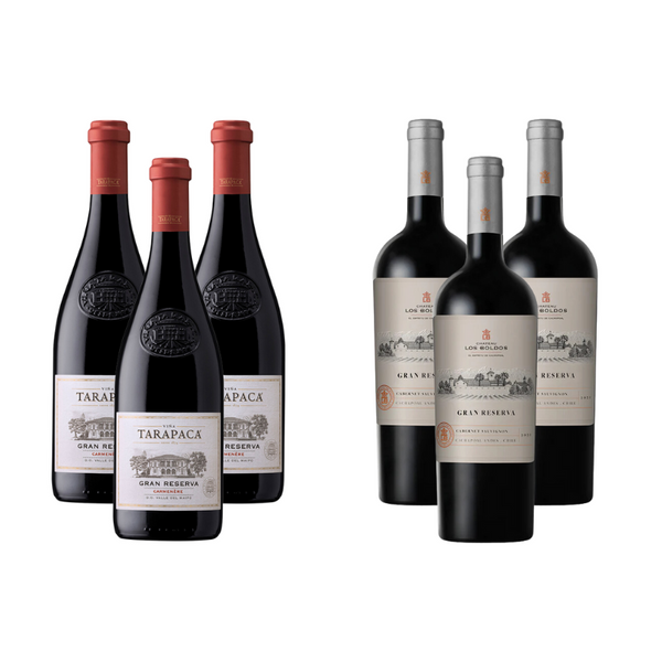 Pack 3 Vinos Tarapaca Gran Reserva Carmenere + 3 Vinos Chateau los Boldos Gran Reserva Cabernet Sauvignon ($5.790 c/u)