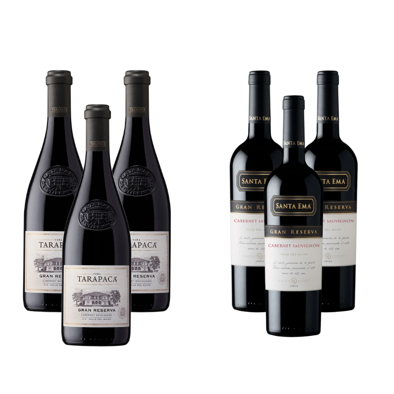 Pack 3 Vinos Tarapaca Gran Reserva Cabernet Sauvignon + 3 Santa Ema Gran Reserva Cabernet Sauvignon ($5.990 c/u)