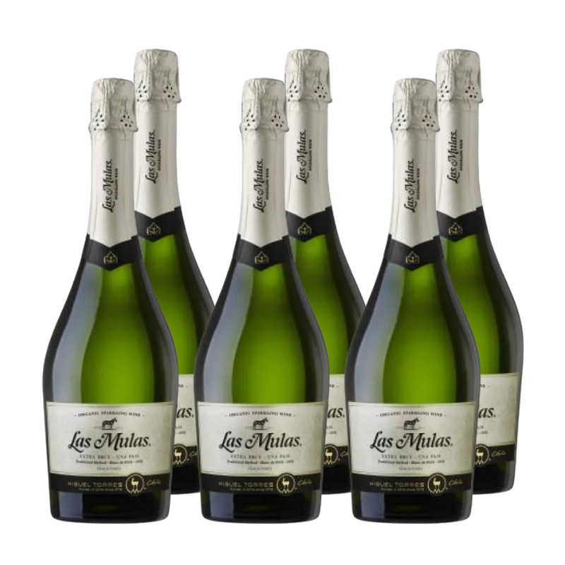 x6 Espumante Las Mulas Extra Brut Uva País 750ml ($6.490 c/u)